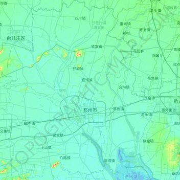 Mapa topográfico Pizhou, altitude, relevo