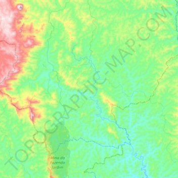 Mapa topográfico Alvorada de Minas, altitude, relevo