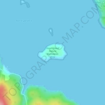 Mapa topográfico Hope Island, altitude, relevo