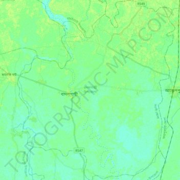 Mapa topográfico Badalgachhi Upazila, altitude, relevo