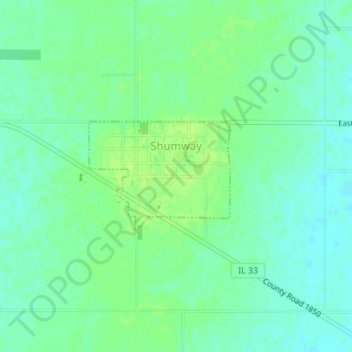 Mapa topográfico Shumway, altitude, relevo