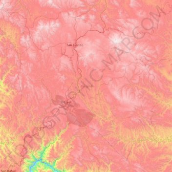 Mapa topográfico Bocoyna, altitude, relevo