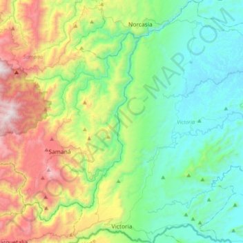 Mapa topográfico Victoria, altitude, relevo