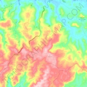 Mapa topográfico Santa Cruz da Concórdia, altitude, relevo