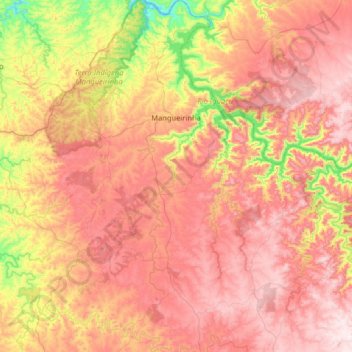 Mapa topográfico Mangueirinha, altitude, relevo