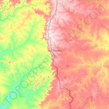Mapa topográfico Aral Moreira, altitude, relevo