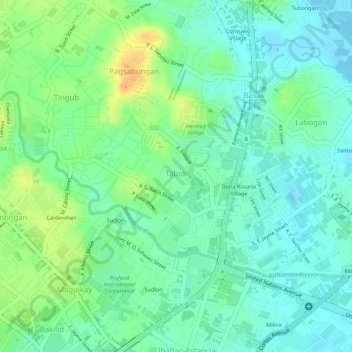 Mapa topográfico Tabok, altitude, relevo