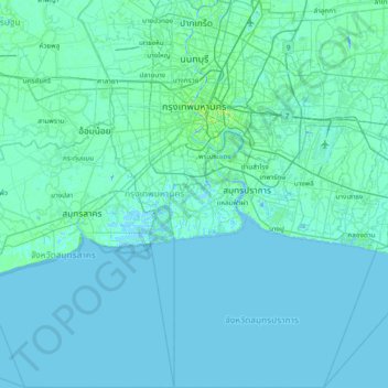 Mapa topográfico Bangkok, altitude, relevo