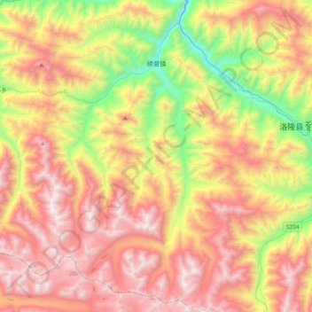 Mapa topográfico 硕督镇, altitude, relevo