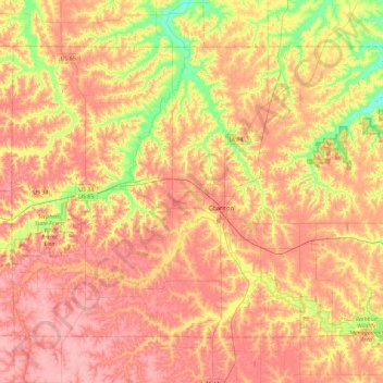 Mapa topográfico Lucas County, altitude, relevo