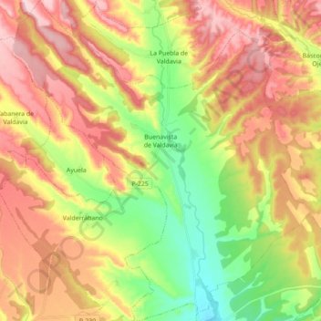 Mapa topográfico Buenavista de Valdavia, altitude, relevo