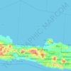 Mapa topográfico Java central, altitude, relevo