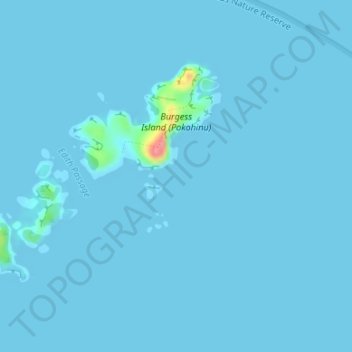 Mapa topográfico Mokohinau Islands, altitude, relevo