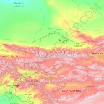 Mapa topográfico Киргизский хребет, altitude, relevo