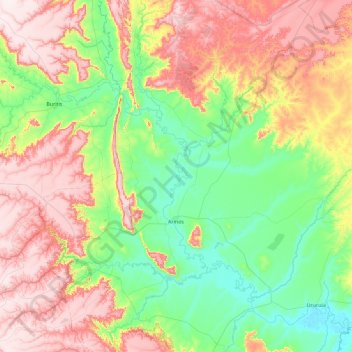 Mapa topográfico Arinos, altitude, relevo