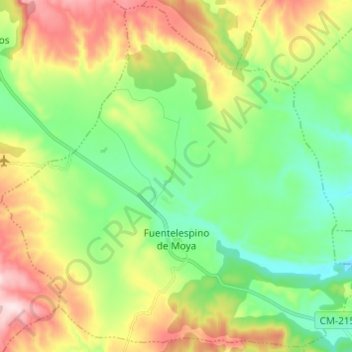Mapa topográfico Fuentelespino de Moya, altitude, relevo