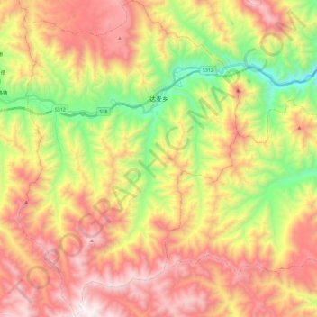Mapa topográfico 达麦乡, altitude, relevo