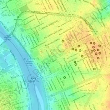 Mapa topográfico Centro, altitude, relevo