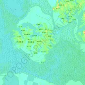 Mapa topográfico 莲湖乡, altitude, relevo