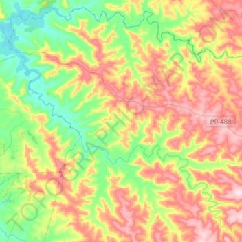 Mapa topográfico Diamante d'Oeste, altitude, relevo
