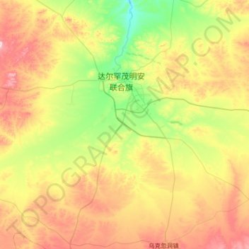 Mapa topográfico Bailingmiao, altitude, relevo