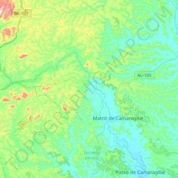 Mapa topográfico Matriz de Camaragibe, altitude, relevo
