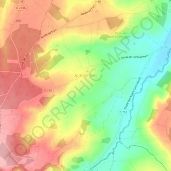 Mapa topográfico Tortisambert, altitude, relevo