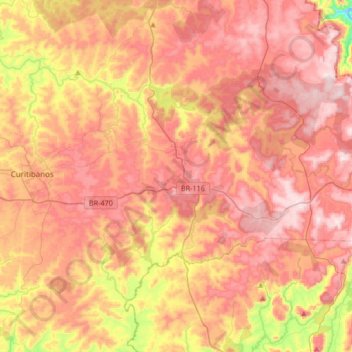 Mapa topográfico São Cristóvão do Sul, altitude, relevo