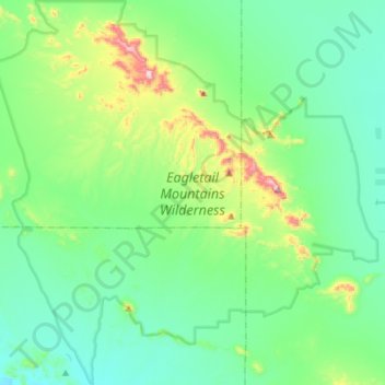 Mapa topográfico Eagletail Mountains Wilderness, altitude, relevo