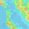 Mapa topográfico San Francisco Bay, altitude, relevo