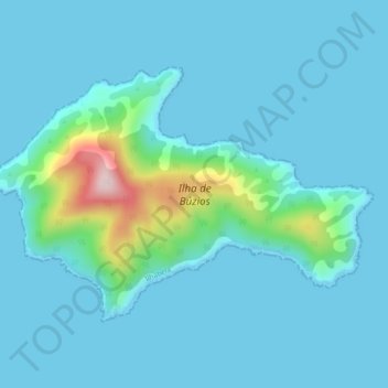 Mapa topográfico Ilha de Búzios, altitude, relevo