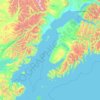 Mapa topográfico Kenai Peninsula, altitude, relevo