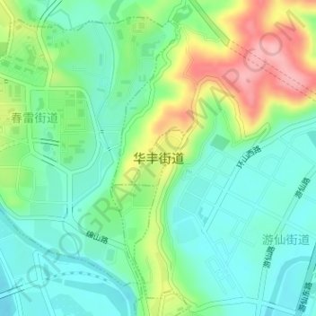 Mapa topográfico 华丰街道, altitude, relevo