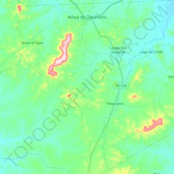 Mapa topográfico Axixá do Tocantins, altitude, relevo