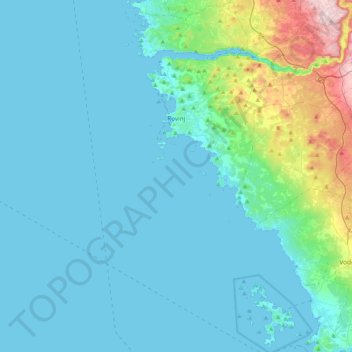 Mapa topográfico Grad Rovinj, altitude, relevo