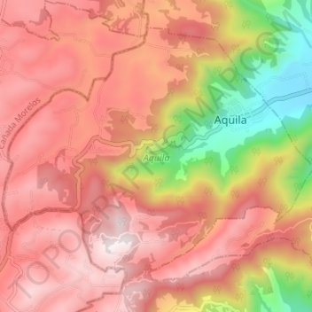 Mapa topográfico Aquila, altitude, relevo