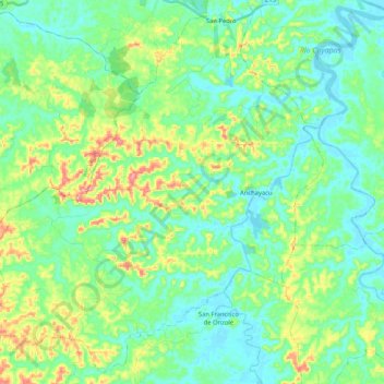 Mapa topográfico Anchayaku, altitude, relevo