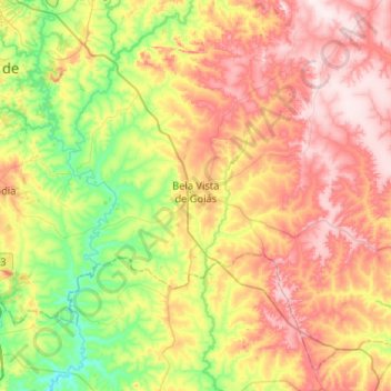 Mapa topográfico Bela Vista de Goiás, altitude, relevo