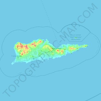 Mapa topográfico Saint Croix District, altitude, relevo