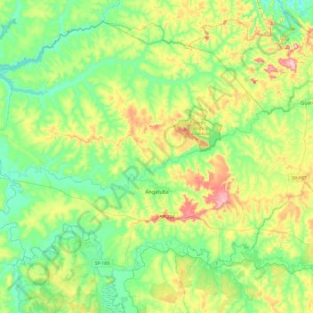 Mapa topográfico Angatuba, altitude, relevo