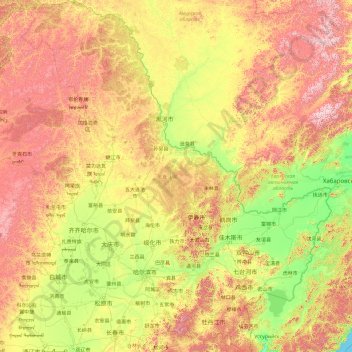 Mapa topográfico Heilongjiang, altitude, relevo