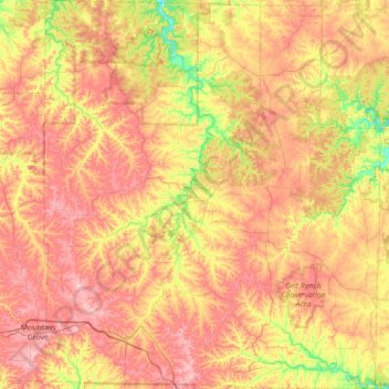 Mapa topográfico Texas County, altitude, relevo