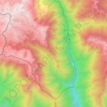 Mapa topográfico 洞朗地区, altitude, relevo