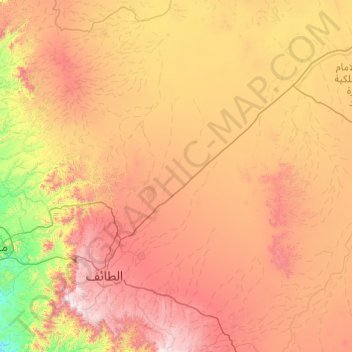 Mapa topográfico Al Taif, altitude, relevo