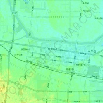 Mapa topográfico 广惠街街道, altitude, relevo