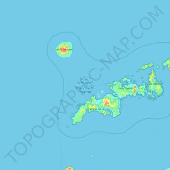 Mapa topográfico Kepulauan Togean National Park, altitude, relevo