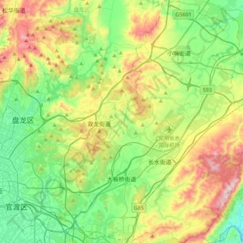 Mapa topográfico 大板桥街道, altitude, relevo