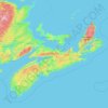 Mapa topográfico Nova Scotia, altitude, relevo