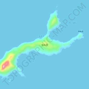 Mapa topográfico 北尖岛, altitude, relevo