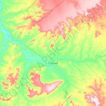 Mapa topográfico Curimatá, altitude, relevo